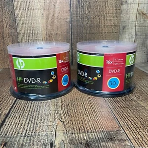 2x HP DVD-R 16X 4.7 GB Data 120 Min Video DVD 50Pk Brand New Sealed 2 Pack - Picture 1 of 8
