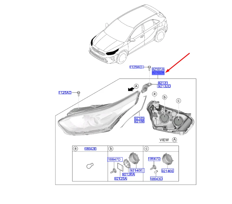 Frontscheinwerfer Kia Ceed 92102-J7051 LED Rechts Scheinwerfer Headlight