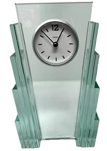 11" Linden Heavy Layered Glass Quartz Mantle Clock TESTED WORKING - Picture 1 of 19