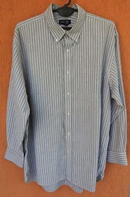 LANDS' END Supima Non-Iron Oxford Shirt Striped (34) 17.5" - Image 1 of 4