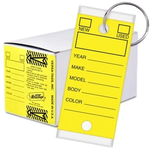 250 Per Box Self-Protecting Paper Key Tags with Chrome-Plated Split Rings Per... - Picture 1 of 8