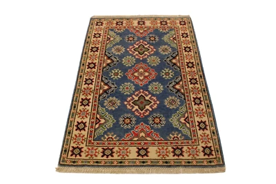 2'8' x 4'0" ft. Afghan Kazak Rug, Hand Knotted Tribal Rug, Vegetable Dye Rug - Image 1 of 4