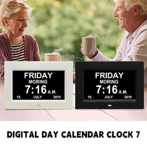 7" Digital Day Calendar Alarm Clock for Memory Loss Seniors Dementia Elderly - Picture 1 of 10