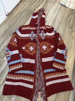 Cárdigan para mujer Lucky & Blessed mediano/grande chaqueta occidental azteca nuevo con etiquetas Foto 1 de 4