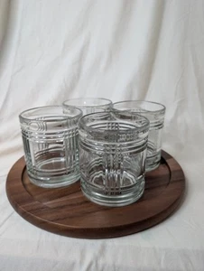 ANCHOR HOCKING Set Of 4 Plaid Tumblers Barware - Picture 1 of 6
