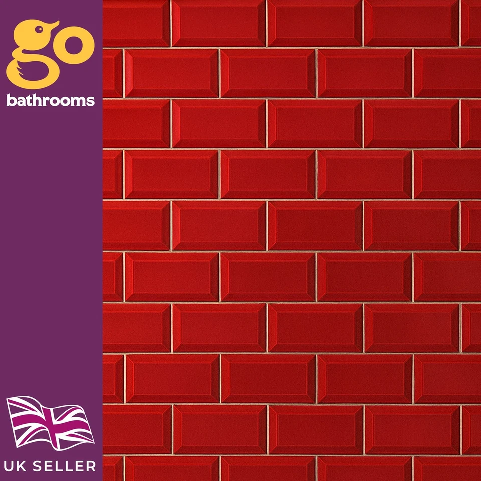Red Metro Tile Ceramic Subway Kitchen Splashback Bathroom Shower Tile | 1m² Box - Image 1 of 4