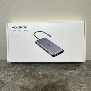 DIOROK USB C Hub Multiport Adapter 12-in-1 Triple Display USB C - Silver - Picture 1 of 10