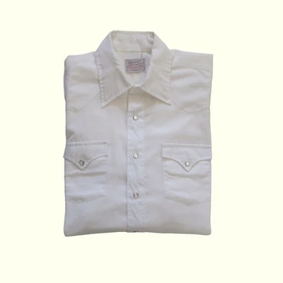 H BAR C USA MADE VTG 80s 90s PEARL SNAP WESTERN CASUAL BUTTON DOWN SHIRT SZ L 16 - Image 1 of 4