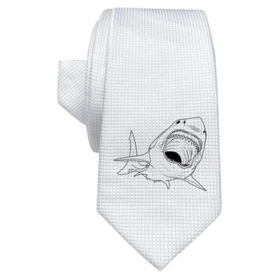 'Great White Shark Bite' White Tie / Necktie with Gift Box (AT00012690) - Image 1 of 4