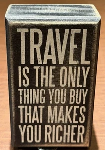 Primitives by Kathy Travel Themed Wood Box Sign 3” x 5” x 2” - Picture 1 of 7