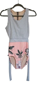 Albion Island Fever Badeanzug Einteiler Streifen und Blumen Medium - Bild 1 von 3