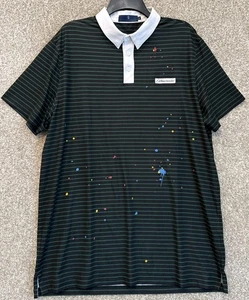 Außerschulisches Herren Gr. XL Performance Golf Poloshirt gestreift Farbspritzer - Bild 1 von 13