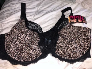 NWT OLGA FLIRTY UNLINED UNDERWIRE CHEETAH PRINT w/ Lace BOW 42DD Soothing Back - Picture 1 of 8