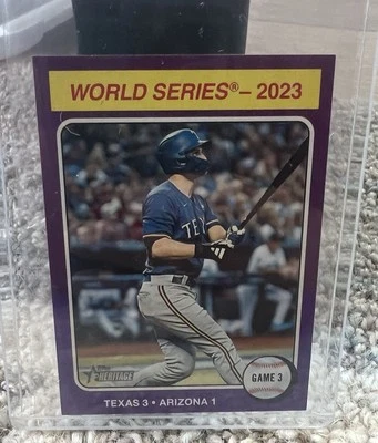 2024 Topps Heritage Mini World Series Highlights Corey Seager #463 Purple 7/15 - Image 1 of 2
