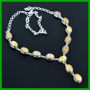Halloween Sale 925 Sterling Silver Natural Maligano Jasper Chain Bezel Necklace - Picture 1 of 11