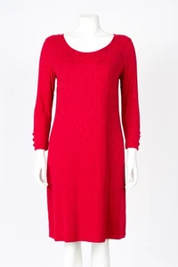 Vintage Liz Claiborne Damen 100 % Seide Etuikleid Größe 10 Rot Jacquard - Bild 1 von 9