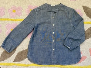J.Crew Crewcuts Girl’s Chambray Button Down Shirt With Bow - Size 14 - Picture 1 of 5