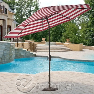 NUEVO 10' Aluminio Sombrilla Inclinable Automática Manivela Patio Cubierta Mercado Comercial Paraguas Foto 1 de 2