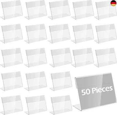Doafoce 50Pcs Vertikal Acryl Etikettenhalter(6 * 4,3 cm) Tischaufsteller Mini