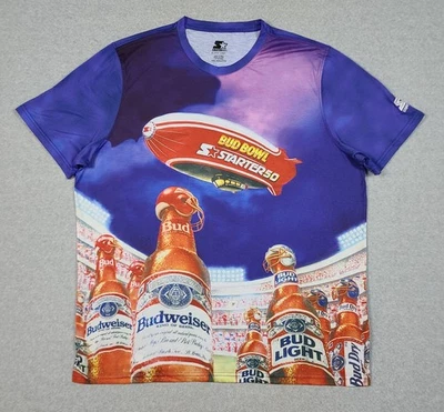 Starter 50 Black Label BUD BOWL Blimp T-Shirt Men's Size 2XL Beer Sports  - Image 1 of 4