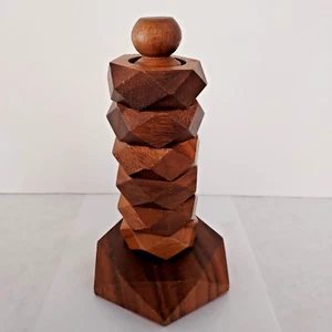 Brutalistischer Stil Serviettenring Halter mit 6 Ringen Holz Made in Philippines - Bild 1 von 4