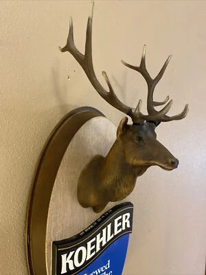 Letrero de montaje de alce toro de cerveza Koehler de colección Erie PA ciervo cervecero olimpia RARO Foto 1 de 4