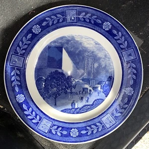 Textilgebäude Spode 10,5" Platte 1939 NY Weltausstellung Fluss blau postfrisch 1. Auflage - Bild 1 von 7