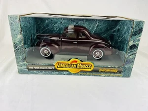Ertl American Muscle scala 1:18 1940 Ford Deluxe Coupé. MODELLINO AUTO PRESSOCAST MARRONE - Foto 1 di 8