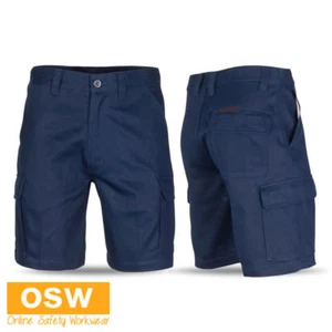 MENS TRADIES BUILDER CONSTRUCTION NAVY MIDDLE WEIGHT SLANTED POCKET CARGO SHORTS - Picture 1 of 3