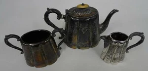 Juego de té eduardiano Inglaterra plateado olla crema abierta azucarero electrodo - Imagen 1 de 11