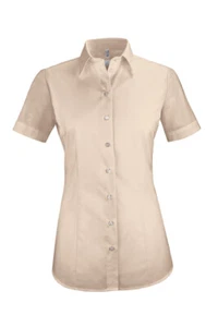 Greiff Damen-Bluse Modell 6516 kurzarm beige 32 elastisch Kent-Kragen Knopfleist - Bild 1 von 2