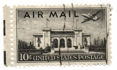 US Stamp Scott C34 Air Mail Pan-American Building Used 10c 1947 (a7) - Image 1 of 2