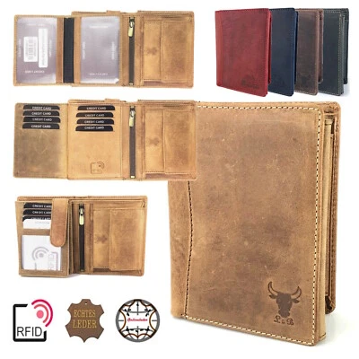 Geldbörse RFID Büffelleder Herren Echt Leder Portemonnaie Portmonee Geldbeutel - Bild 1 von 3