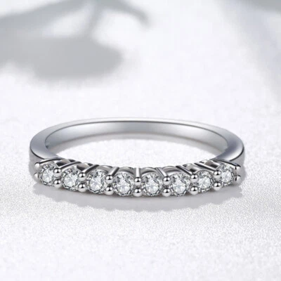 Anillo de compromiso redondo de 2 mm AAA CZ banda de cola ultrafina relleno de oro blanco talla 5-10 Foto 1 de 4