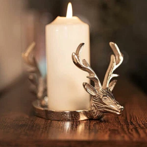 Christmas Sliver Reindeer Candle Tealight Holder Indoor Outdoor Gift Ornament - Picture 1 of 12