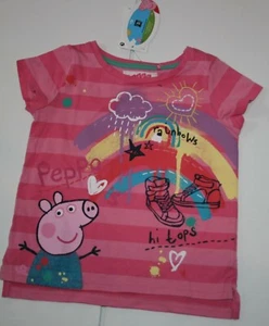 New Girls 12-18m Peppa Pig Top Shirt Love Rainbow Sunshine Hi Tops Pink Tee - Picture 1 of 3