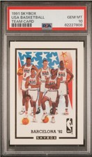 1991 Skybox USA Basketball Dream Team Card NNO Jordan Magic Bird PSA 10 Gem Mint