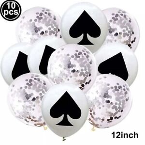 x10 CASINO SPADE Latex Balloons for Birthday Party Decorations Adult