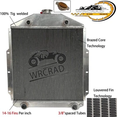 With 4 PIPES Aluminum Radiator Fit Ford F1 F2 F3 Truck 1948 1949 1950 1951 1952 - Image 1 of 4