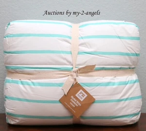 NEW Pottery Barn Teen MARKET STRIPE Twin XL Comforter POOL GREEN dorm college - Picture 1 of 1