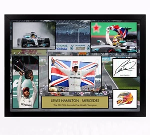 LEWIS HAMILTON SIGNIERTER DRUCK FOTO POSTER SQUAD 2017 2018 GERAHMT F1 FORMULA ONE 1 - Bild 1 von 2