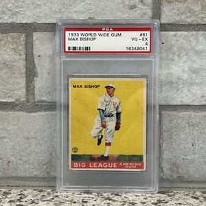 1933 World Wide Gum Max Bishop #61 Rookie Athletics PSA 4