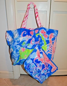 NWT $176 LILLY PULITZER Destination "CAPE COD" Tote Bag con bolsa a juego - Imagen 1 de 6