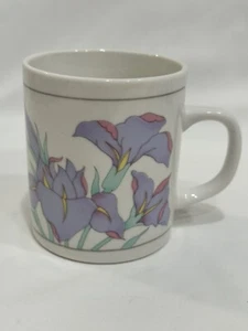 1 Coffee Cup Mug with Purple Lily Flowers and Green Stems Pattern Unbranded - Picture 1 of 3