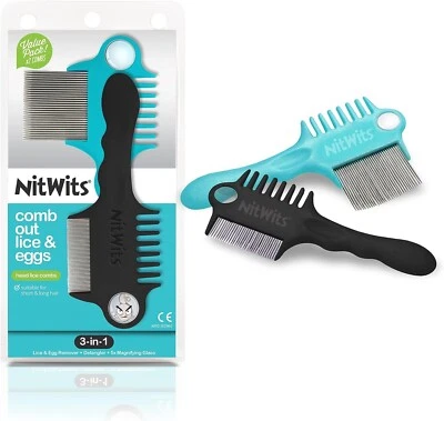Nitwits' Head Lice & Egg Comb Twin Pack, 3-in-1 Comb, Detangles, Removes Lice - image 1 of 4