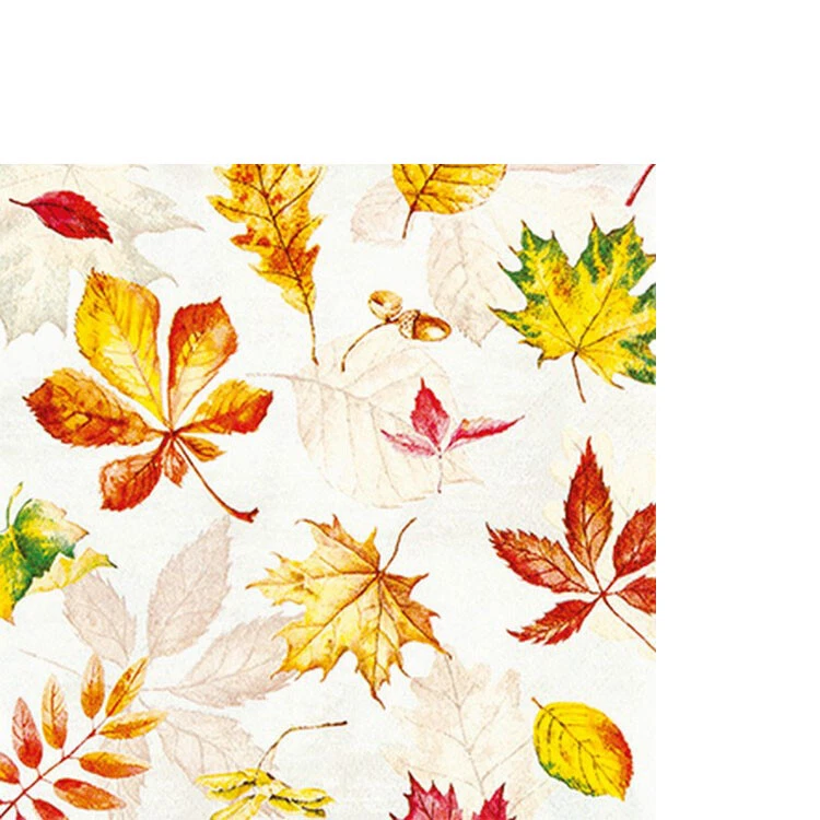 20 kleine Cocktailservietten Scattered Foliage Herbst Blätter Laub Deko 25x25cm - Bild 1 von 1