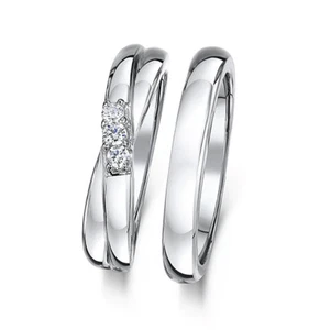 Cobalt Engagement Grooved 4mm & 3mm Bridal Set Rings - Picture 1 of 3