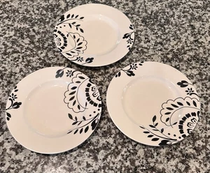 Set of 3 Martha Stewart Collection Black And White Ceramic Salad Plates 9.25” - Picture 1 of 6