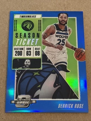 2018-19 Contenders Optic Season Ticket Derrick Rose 33 Blue /99 Timberwolves NM+ - Image 1 of 3
