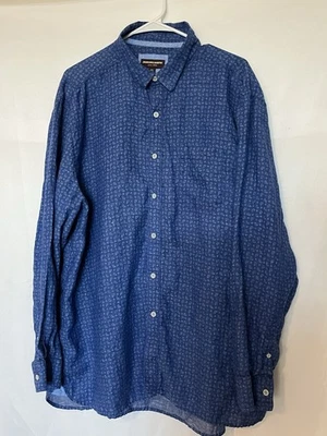Johnston & Murphy Linen Shirt Mens 2XL Blue Paisley Button Up Long Sleeve Casual - Image 1 of 4